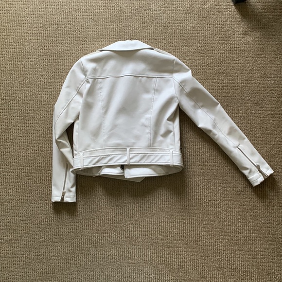 White Faux Leather Moto Jacket Bagatelle XS - Picture 5 of 10